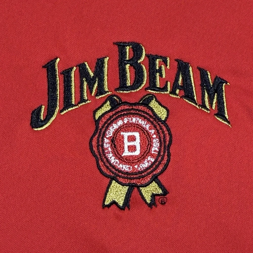 Nike Polo Shirt Mens XXL 2XL Red Jim Beam Whiskey Logo Golf Performance Logo